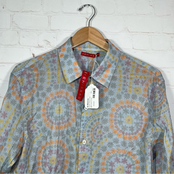 Venissac Devo Floral Colorful Long Sleeve Designer Shirt Mens Size Large New - Picture 2 of 12